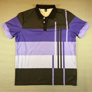 Manfinity Mens Geometric Colorblock Polo Shirt Purple Black Abstract Size L 2351